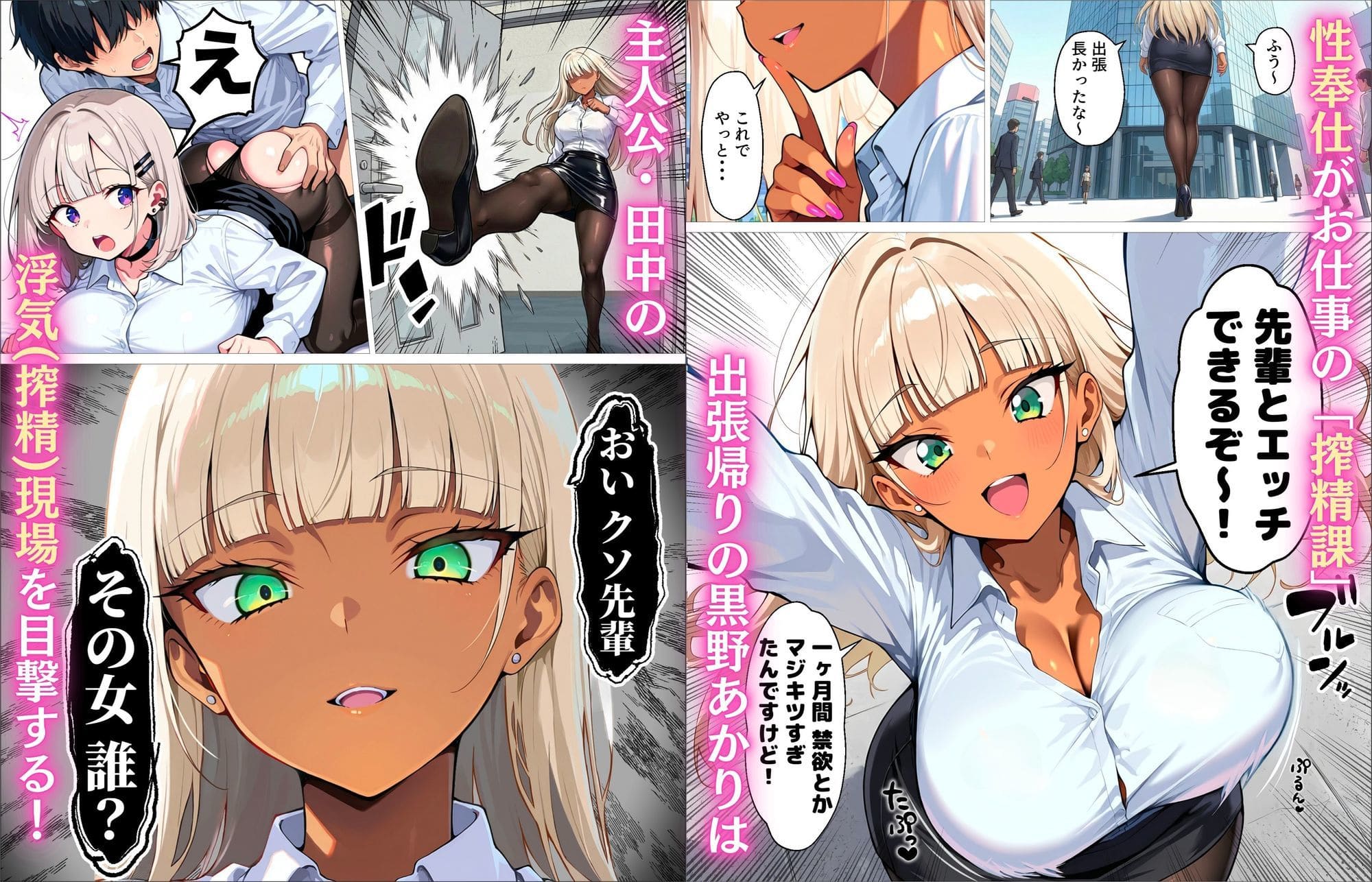 新卒の黒ギャルとダウナーギャルが「2人で」搾精してくれる話【エロ漫画 okita】サンプル画像