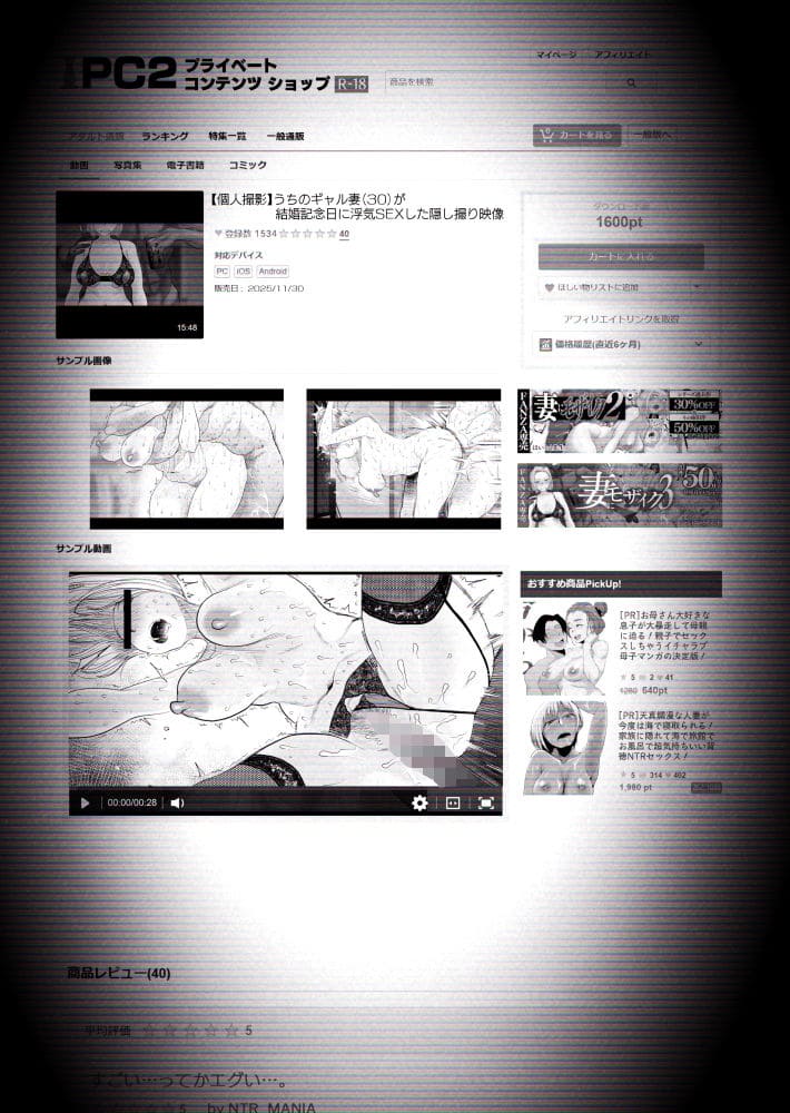 【個人撮影】うちのギャル妻（30）が結婚記念日に浮気SEXした隠し撮り映像【エロ漫画 はいとく先生】サンプル画像